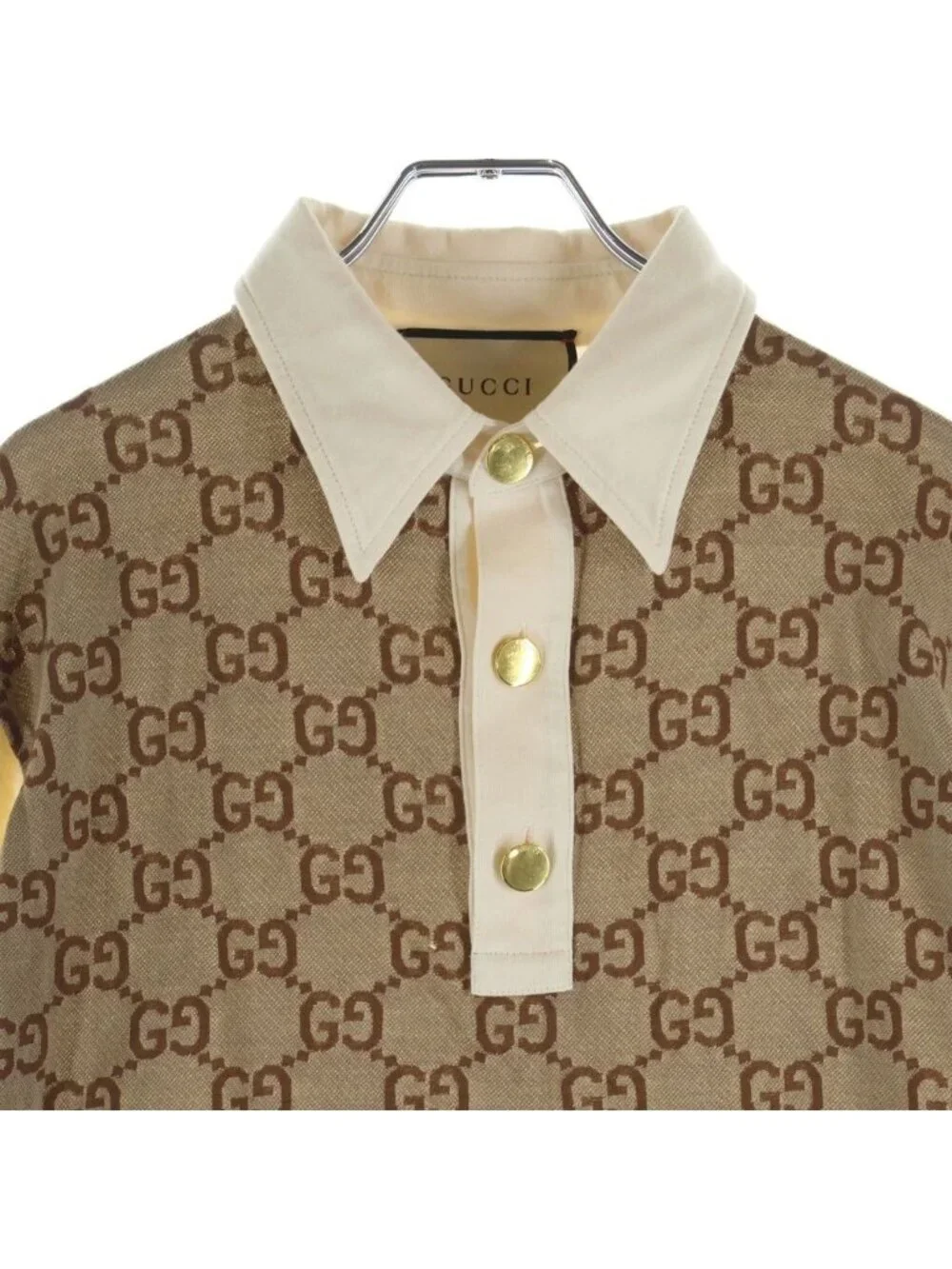 Gucci GG Logo Cotton Polo Shirt Short Sleeve Brown